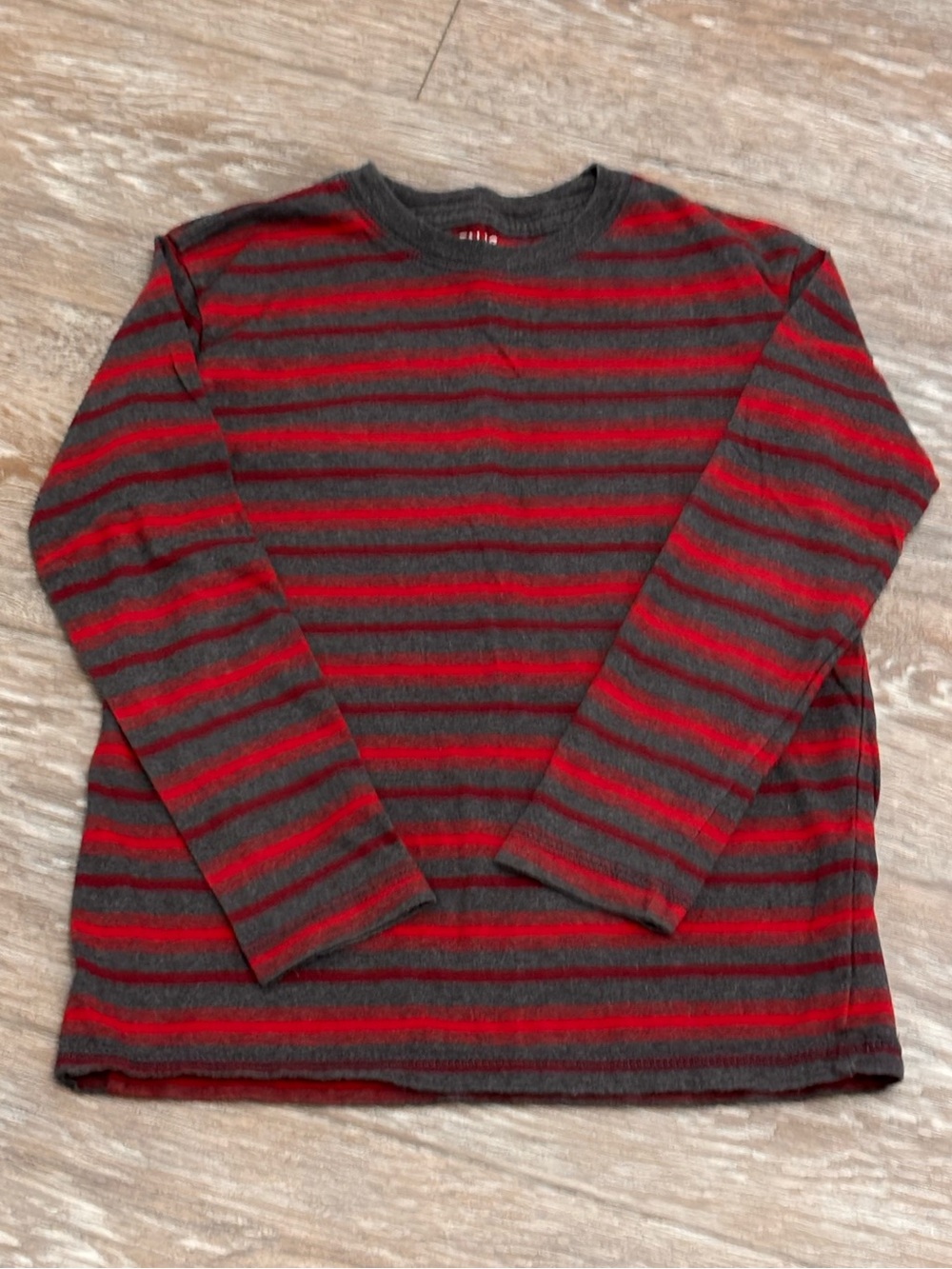 Boys Falls Creek Red and Gray Striped Long Sleeve Tee